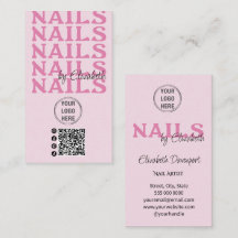 Code QR Logo Typographie Rose Pâle Salon d'Ongles