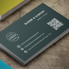 Carte De Visite Code QR Logo vert minimaliste simple et moderne