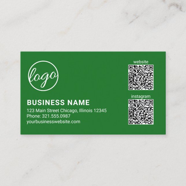Carte De Visite Code QR Logo Vert Professionnel Moderne (Devant)