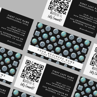 Carte De Visite Code QR | Luxe Diamant + Opale Haut de Gamme |