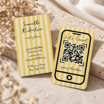 Code QR manuscrit jaune à rayures groovy