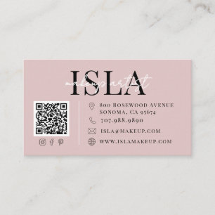 Carte De Visite Code QR Maquilleuse Rose Poudré Blush