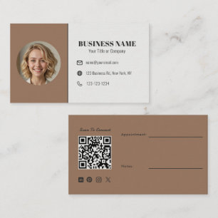 Carte De Visite Code QR Marron Toffee Photo Rendez-vous Architecte