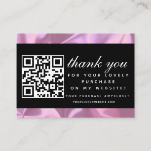 Carte De Visite Code QR Merci Boutique Moderne Beauté Rose
