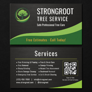Carte De Visite Code QR métallique Arboriste Service d'arbre