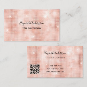 Carte De Visite Code qr métallique rose or rose