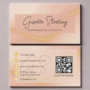 Carte De Visite Code QR Microblading Aquarelle