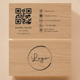 Carte De Visite Code QR Millwork Wood Professionnel