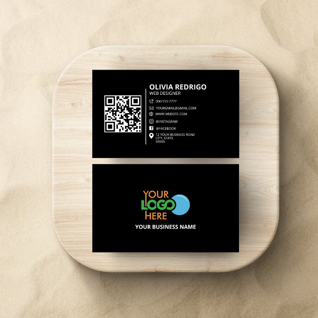 Carte De Visite Code QR minimal Informations de contact réseau num (Créateur téléchargé)