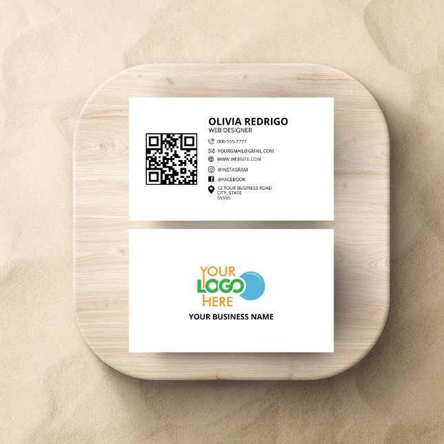 Carte De Visite Code QR minimal Informations de contact réseau num (Créateur téléchargé)