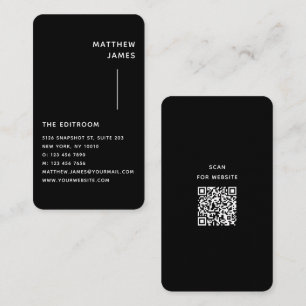 Carte De Visite Code QR minimal moderne noir et blanc