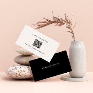 Carte De Visite Code QR minimal professionnel noir et blanc