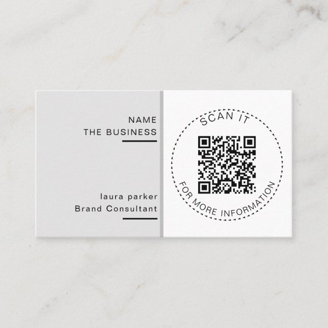 Carte De Visite Code QR minimal professionnel scannable Promotion  (Devant)
