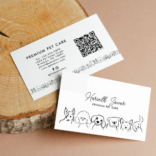 Carte De Visite Code QR Minimaliste de Chien Mignon