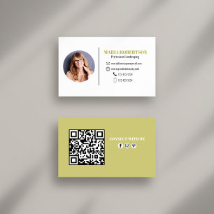 Carte De Visite Code QR minimaliste Or moderne Médias sociaux