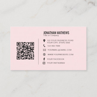 Carte De Visite Code QR minimaliste Professionnel Pink Company