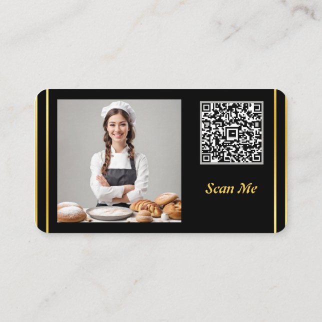 Carte De Visite Code QR minimum professionnel et boulangerie photo (Dos)