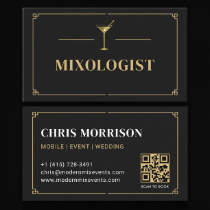 Carte De Visite Code QR Mixologue Professionnel
