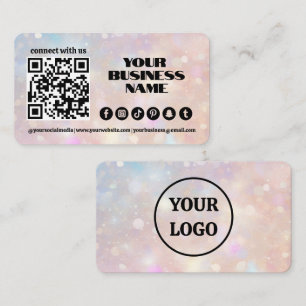 Carte De Visite Code QR Modern Pastel rose Lumière Flare