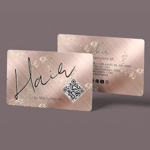 Carte De Visite Code QR Moderne Chic Cheveux Roses