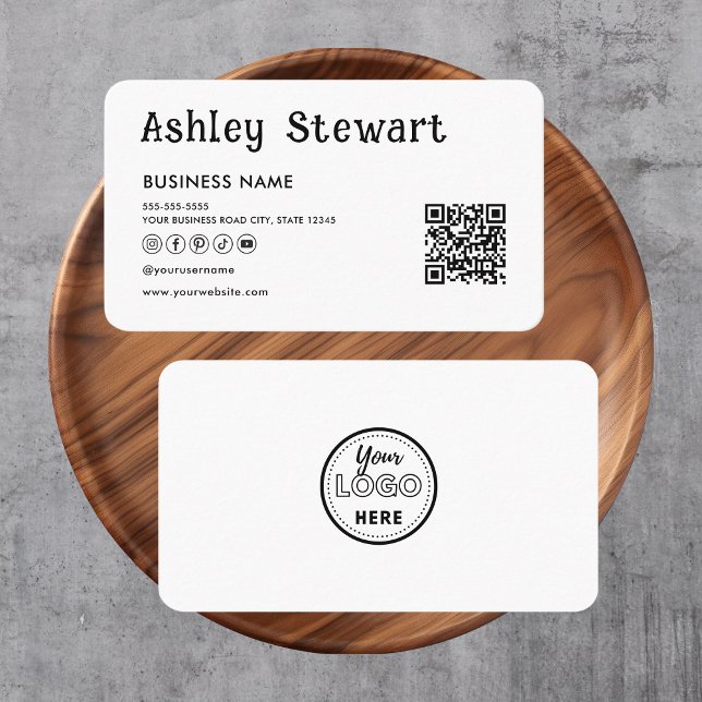 Carte De Visite Code Qr moderne Facebook Instagram Logo Blanc (Créateur téléchargé)