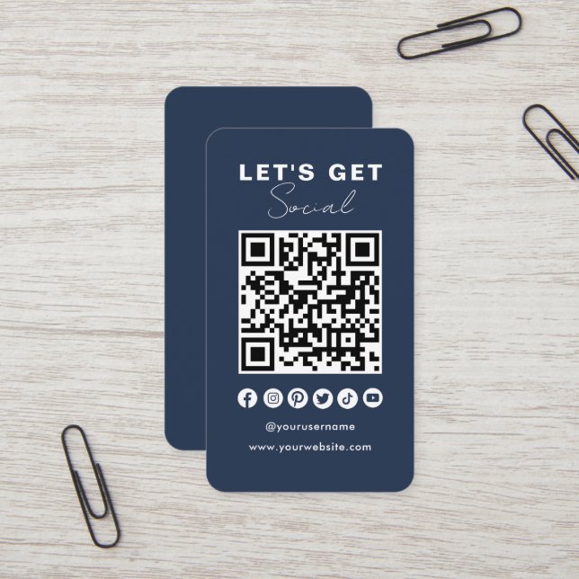 Carte De Visite Code QR Moderne Les Médias Sociaux Se Connectent A (Devant/Arrière en situation)