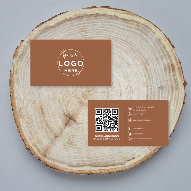 Carte De Visite Code QR moderne Logo personnalisé Médias sociaux T (Créateur téléchargé)