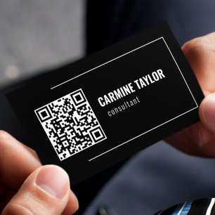 Carte De Visite Code QR Moderne Noir et Blanc