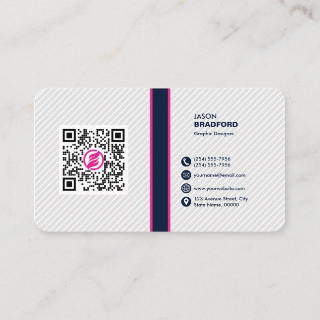 Carte De Visite Code QR moderne professionnel personnalisé Bu pers (Dos)