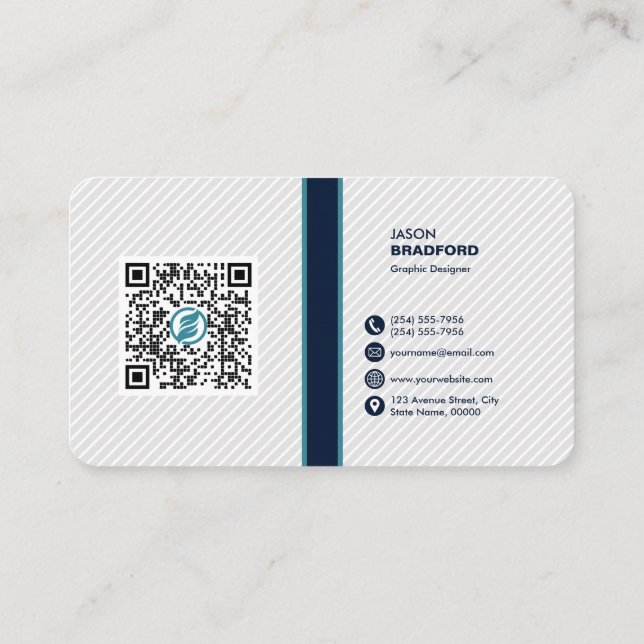 Carte De Visite Code QR moderne professionnel personnalisé Bu pers (Dos)