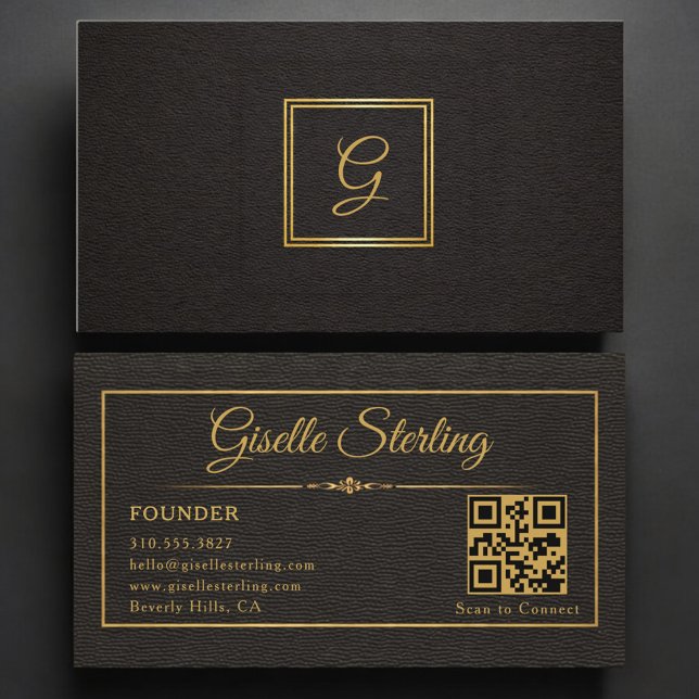 Carte De Visite Code QR monogrammé du fondateur (Créateur téléchargé)