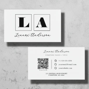 Carte De Visite Code QR Monogramme Gras Moderne