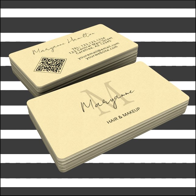 Carte De Visite Code QR Monogramme Jaune (Créateur téléchargé)