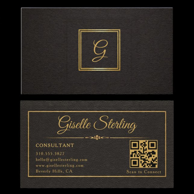 Carte De Visite Code QR monogrammé pour consultant (Créateur téléchargé)