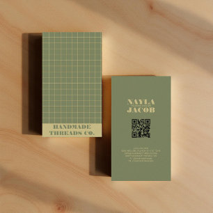 Carte De Visite Code QR Motif Deep Green