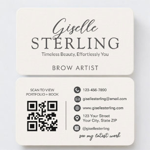 Carte De Visite Code QR neutre pour artiste de sourcils