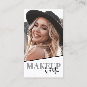 Carte De Visite Code QR Noir Blanc Photo Maquillage Vertical