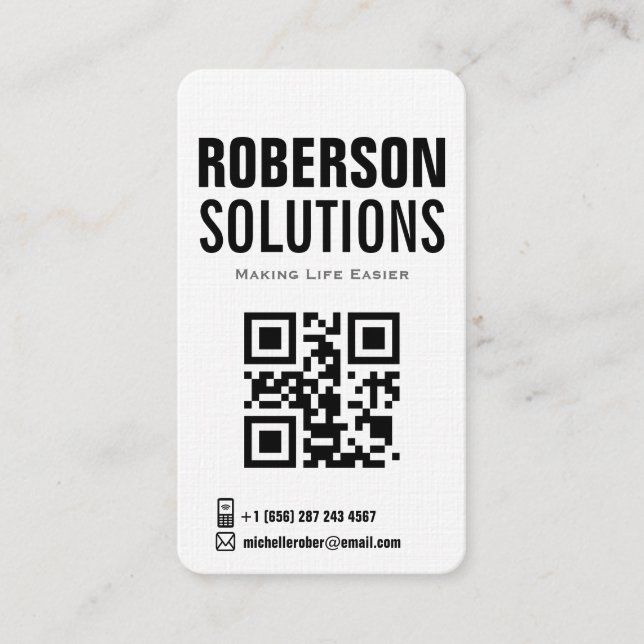 Carte De Visite code qr noir et blanc sur conception audacieuse (Devant)