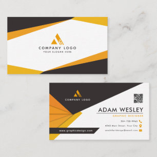 Carte De Visite Code QR noir et orange Abstrait professionnel