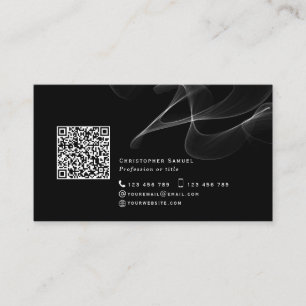 Carte De Visite Code QR noir médias sociaux simples et modernes ab