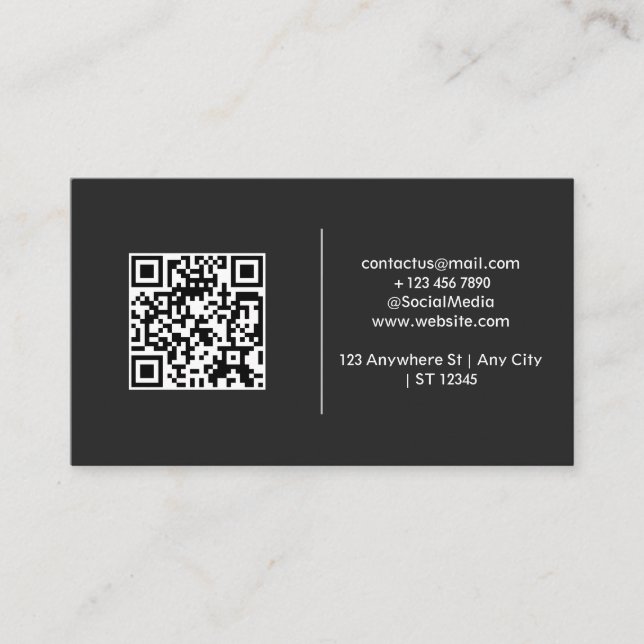 Carte De Visite Code QR noir moderne et simple (Devant)