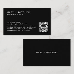 Carte De Visite Code QR Noir Moderne   Minimaliste Professionnel