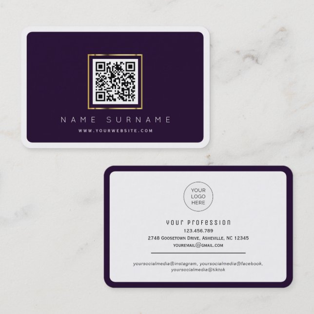 Carte De Visite Code QR numérisable réseau professionnel ou person (Devant / Derrière)