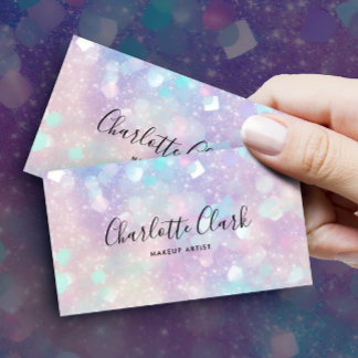 Carte De Visite Code QR Opal Parties scintillant holographique