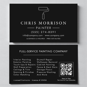 Carte De Visite Code QR Painter Black Silver
