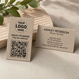 Carte De Visite Code QR Papier Kraft Logo personnalisé sur les r