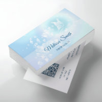 Code QR | Papillon floral bleu turquoise