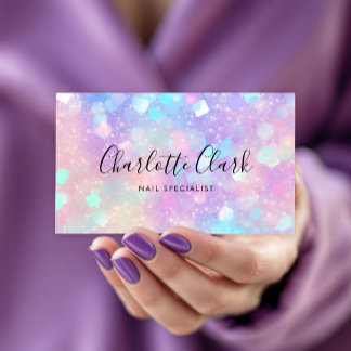 Carte De Visite Code QR Parties scintillant Opale Iridescente