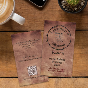Carte De Visite Code QR personnalisable du logo du ranch
