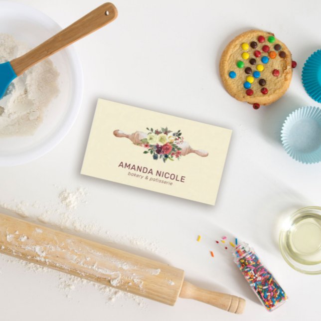 Carte De Visite Code QR personnalisé Aquarelle Floral Cake Bakou (Créateur téléchargé)